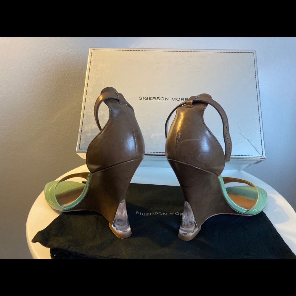Authentic Sigerson Morrison /Birch-Aqua 631 Wedges